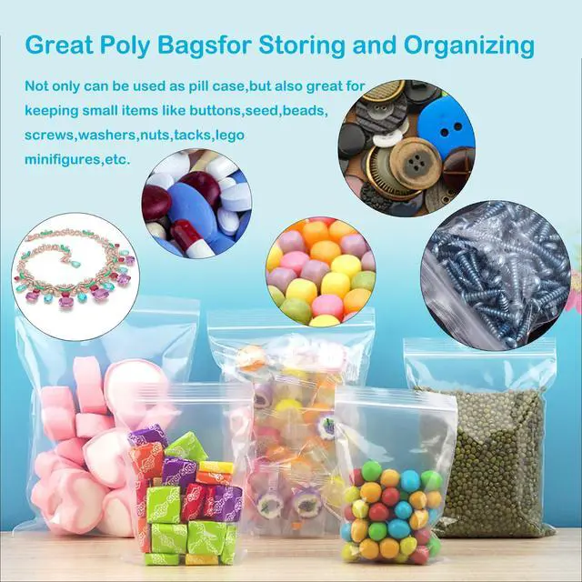 Alt view image 7 of 7 - 3''X 4'' (Pack of 100) 2 Mil Thick Clear Reclosable Small Zip Plastic Poly Bags With Resealable Lock Seal Zipper for Photo, Jewelry, Bakery, Treats, Travel, Storage, Packaging & Shipping