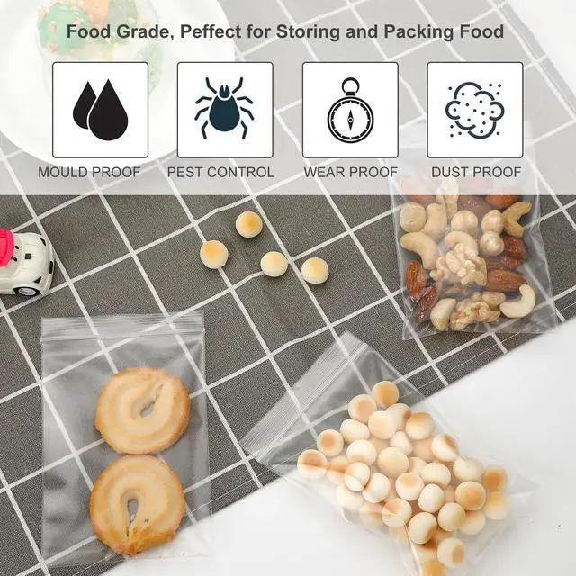 Alt view image 6 of 7 - 3''x 5'', (Pack of 100) 2 mil Thick Clear Plastic Reclosable Zip Poly Bags with Resealable Lock Seal Zipper for Photo, Jewelry, Bakery, Treats, Travel, Storage, Packaging & Shipping