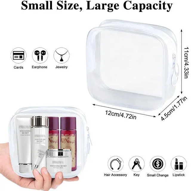 Alt view image 2 of 6 - TSA Approved Toiletry Bag, 2 Pack Small Makeup Bag for Purse Clear Mini Cosmetic Zipper Pouch Waterproof Travel Bag for Women Men Purse Essentials - Black, White