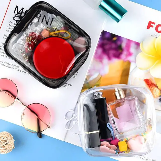 Alt view image 4 of 6 - TSA Approved Toiletry Bag, 2 Pack Small Makeup Bag for Purse Clear Mini Cosmetic Zipper Pouch Waterproof Travel Bag for Women Men Purse Essentials - Black, White