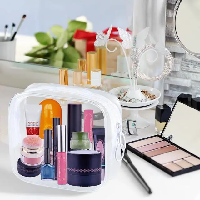 Alt view image 5 of 6 - TSA Approved Toiletry Bag, 2 Pack Small Makeup Bag for Purse Clear Mini Cosmetic Zipper Pouch Waterproof Travel Bag for Women Men Purse Essentials - Black, White