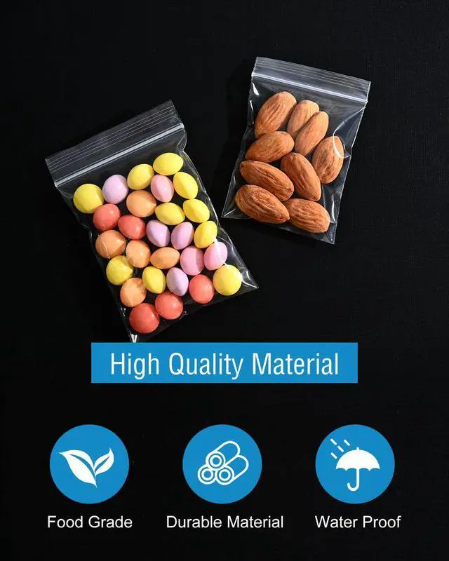 Alt view image 3 of 7 - 500 PCS Small Plastic Bags, Mini Resealable Bags, 4 Different Sizes Small Jewelry Clear Storage Poly Bag for Packaging, Candy, Pill