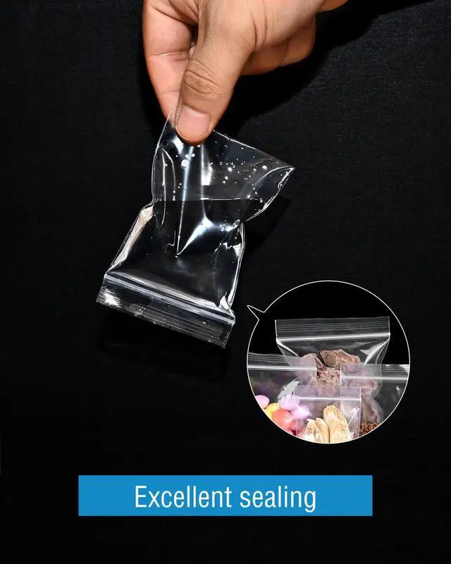 Alt view image 4 of 7 - 500 PCS Small Plastic Bags, Mini Resealable Bags, 4 Different Sizes Small Jewelry Clear Storage Poly Bag for Packaging, Candy, Pill