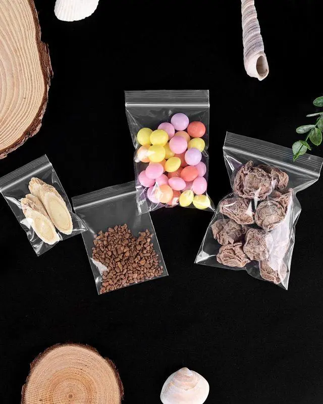 Alt view image 7 of 7 - 500 PCS Small Plastic Bags, Mini Resealable Bags, 4 Different Sizes Small Jewelry Clear Storage Poly Bag for Packaging, Candy, Pill