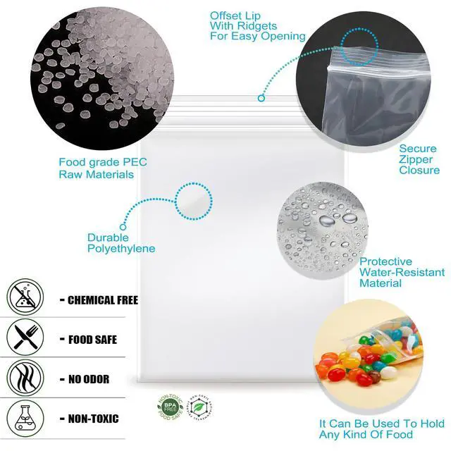 Alt view image 5 of 7 - 1.5''x 1.5'', (Pack of 100) 2 mil Thick Clear Plastic Reclosable Zip Poly Bags with Resealable Lock Seal Zipper for Photo, Jewelry, Bakery, Treats, Travel, Storage, Packaging & Shipping