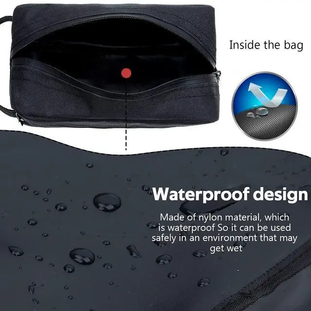 Alt view image 2 of 4 - Travel Toiletry Bag for Women and Men, Shaving Bag for Toiletries Accessories, Foldable Storage Bags with Handle for Cosmetics Brushes Tools, Black