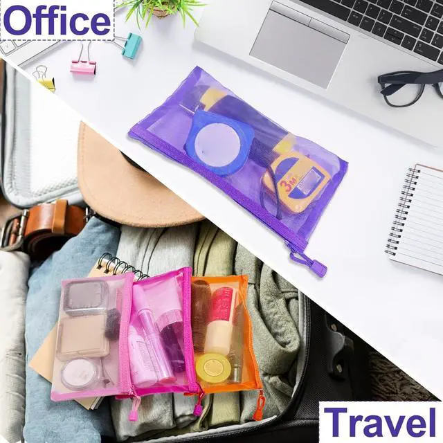 Alt view image 6 of 7 - Mesh Pouches(6 Pack), Mesh Bags with Zipper Nylon Makeup Pouches Bag Cosmetic Pouch Travel Purse Organizer Insert Diaper Inside Bag Organizers Home Organizing Size See Through Cute Colors
