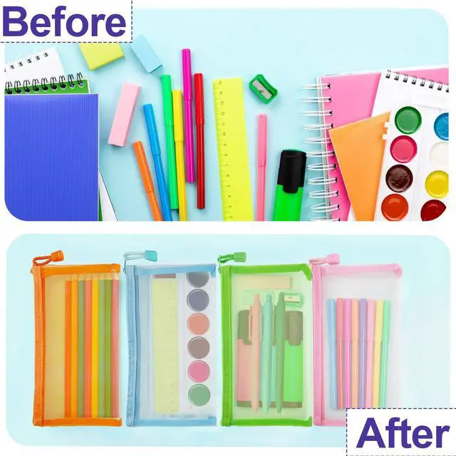 Alt view image 7 of 7 - Mesh Pouches(6 Pack), Mesh Bags with Zipper Nylon Makeup Pouches Bag Cosmetic Pouch Travel Purse Organizer Insert Diaper Inside Bag Organizers Home Organizing Size See Through Cute Colors
