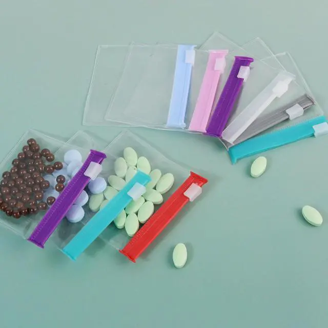 Alt view image 4 of 7 - Reusable Zippered Pill Pouch with Slide Lock - 14 Piece Set in 7 Colors