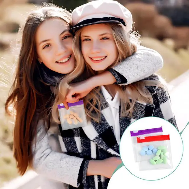 Alt view image 7 of 7 - Reusable Zippered Pill Pouch with Slide Lock - 14 Piece Set in 7 Colors