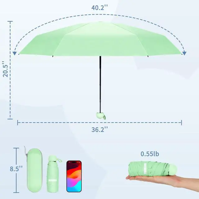 Alt view image 2 of 7 - Travel Umbrella Portable Compact Umbrellas, Pocket Mini for Purse, Umbrellas for UV Sun & Rain Small for Backpack, Umbrella with Case Folding for Kids Women