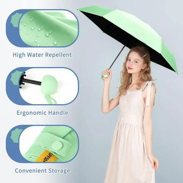 Alt view image 3 of 7 - Travel Umbrella Portable Compact Umbrellas, Pocket Mini for Purse, Umbrellas for UV Sun & Rain Small for Backpack, Umbrella with Case Folding for Kids Women