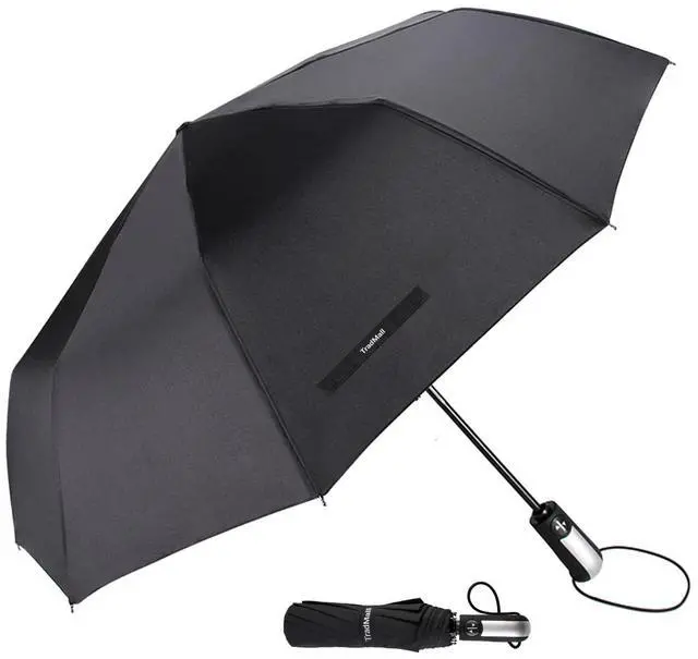 Main image of Travel Umbrella Windproof 46 Inches Canopy, Black