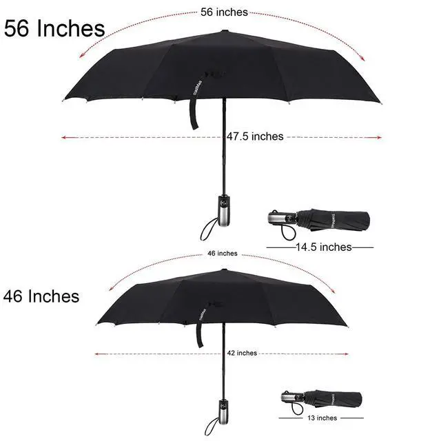 Alt view image 2 of 7 - Travel Umbrella Windproof 46 Inches Canopy, Black