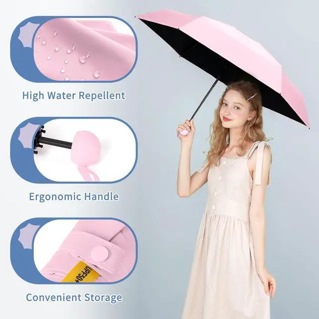 Alt view image 3 of 7 - Travel Umbrella Portable Compact Umbrellas, Pocket Mini for Purse, Umbrellas for UV Sun & Rain Small for Backpack, Umbrella with Case Folding for Kids Women