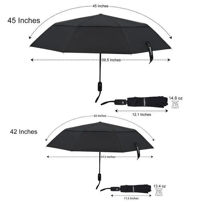 Alt view image 2 of 7 - Travel Umbrella 42 Inches Double Vented Canopy, Black