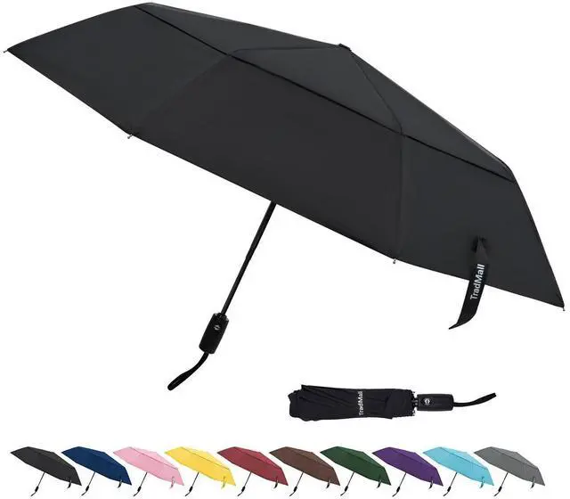 Main image of Travel Umbrella 42 Inches Double Vented Canopy, Black