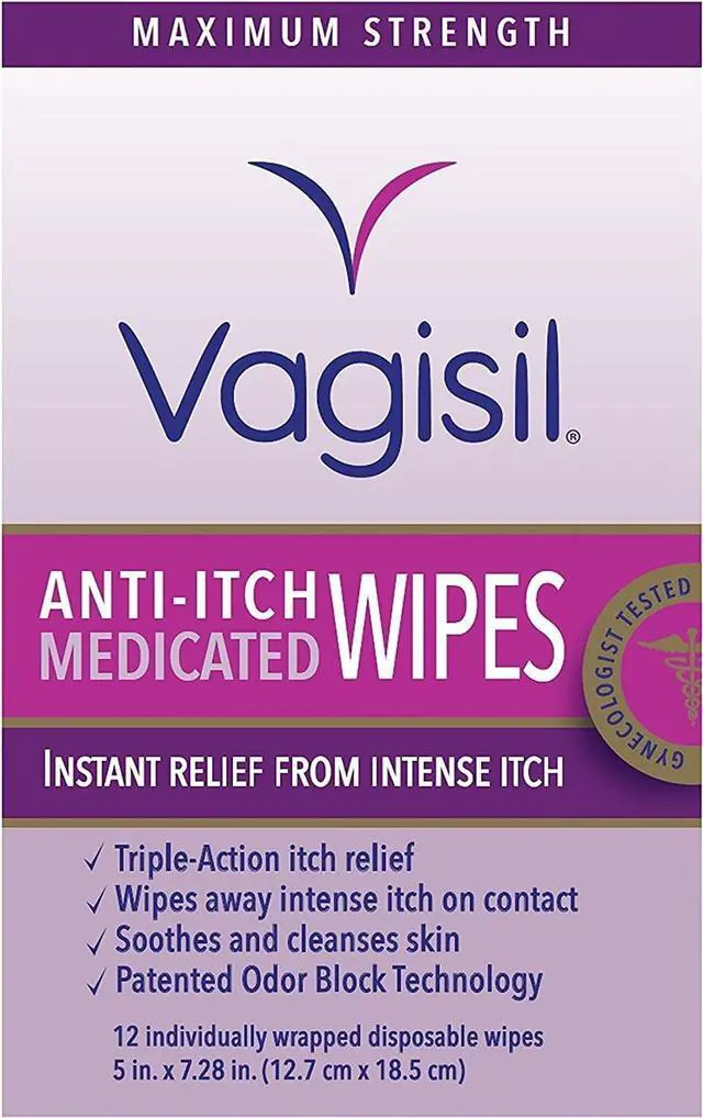 Main image of Anti-Itch Medicated Feminine Wipes, Max Strength, 12 Wipes (1 Pack) | Maximum strength feminine anti-itch medicated wipes for instant itch relief. Soothing aloe & vitamin E. Clinically tested.