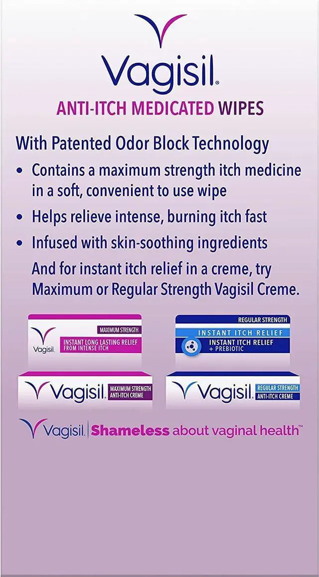 Alt view image 7 of 7 - Anti-Itch Medicated Feminine Wipes, Max Strength, 12 Wipes (1 Pack) | Maximum strength feminine anti-itch medicated wipes for instant itch relief. Soothing aloe & vitamin E. Clinically tested.