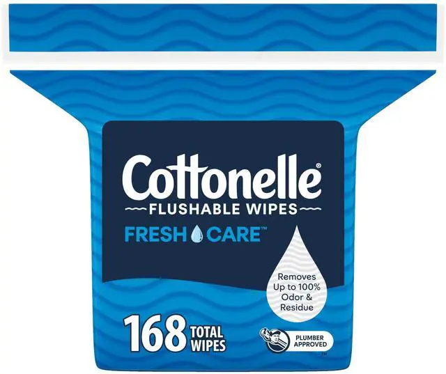 Main image of Fresh Care Flushable Wet Wipes, Adult Wet Wipes, 1 Refill Pack, 168 Wipes Per Pack, Packaging May Vary