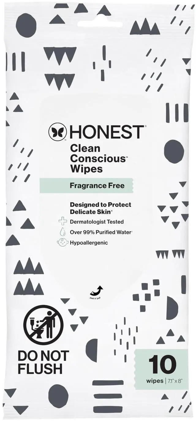 Main image of The Honest Company Multi-Use Baby Wipes, Pattern Play, 10 Count | Baby Wipes, 10 Ct. Hypoallergenic, Plant-Based, 99% Water, Dermatologist Tested, Compostable. For Sensitive Skin.