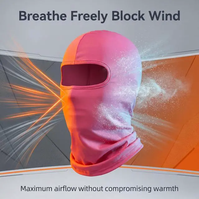 Alt view image 4 of 7 - Black Pink Balaclava Ski Mask Full Face Mask Windproof Sun UV Protection Hood for Women Men