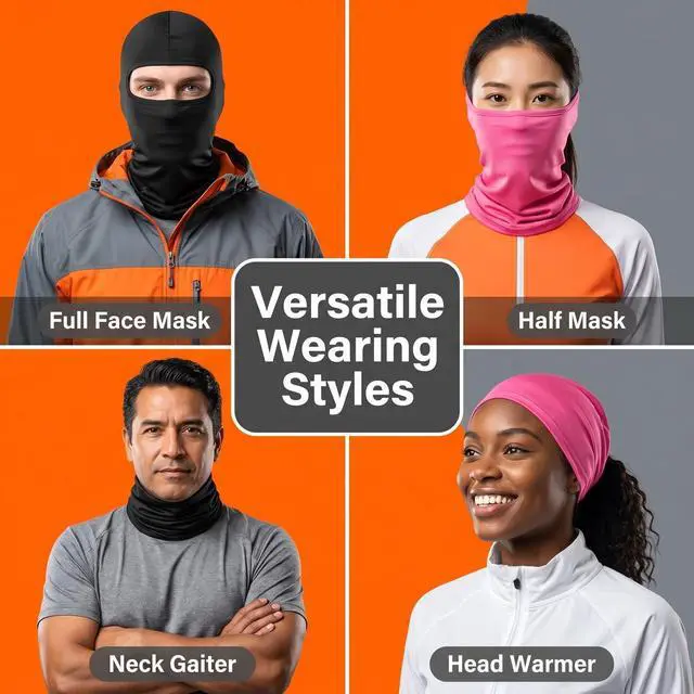 Alt view image 6 of 7 - Black Pink Balaclava Ski Mask Full Face Mask Windproof Sun UV Protection Hood for Women Men