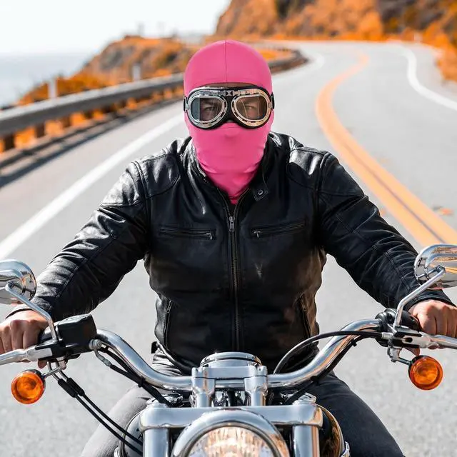 Alt view image 5 of 7 - Black Pink Balaclava Ski Mask Full Face Mask Windproof Sun UV Protection Hood for Women Men