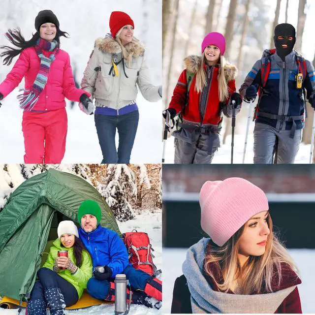 Alt view image 4 of 5 - 3-Hole Full Face Mask Cover Ski Mask Winter Balaclava Cap Knitted Face Cover for Winter Outdoor Sports Black