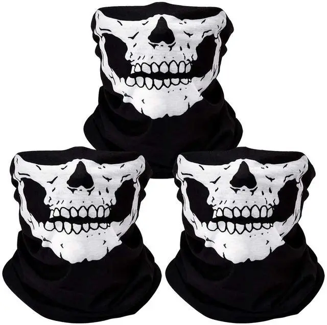 Main image of 3Pcs Breathable Face Masks Skull Mask Seamless Balaclava Mask Headwear Scarf (white)