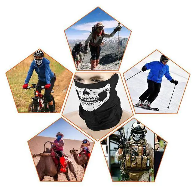 Alt view image 6 of 7 - 3Pcs Breathable Face Masks Skull Mask Seamless Balaclava Mask Headwear Scarf (white)