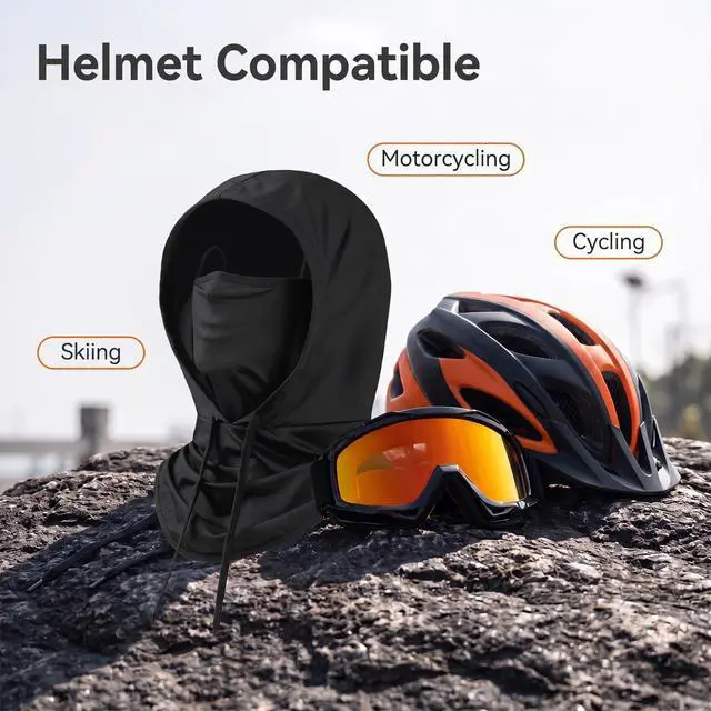 Alt view image 3 of 6 - Cooling Balaclava Sun UV Protection Hood Breathable Full Head Mask Face Cover for Men Women Cycling Motorcycle Fishing Black