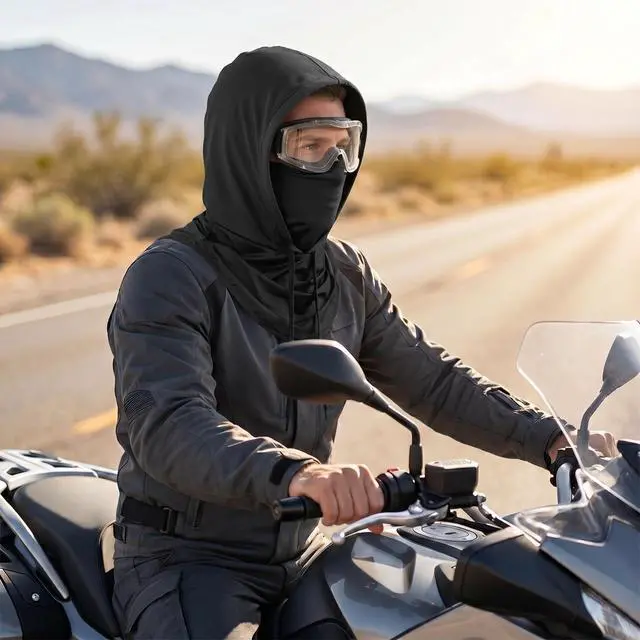 Alt view image 4 of 6 - Cooling Balaclava Sun UV Protection Hood Breathable Full Head Mask Face Cover for Men Women Cycling Motorcycle Fishing Black
