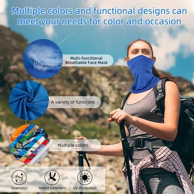 Alt view image 4 of 7 - 6 Pack Neck Gaiter for Men Women Breathable Outdoor Face Mask Covering Headwear for Hiking Running Cycling and Fishing (Multicolor-6)