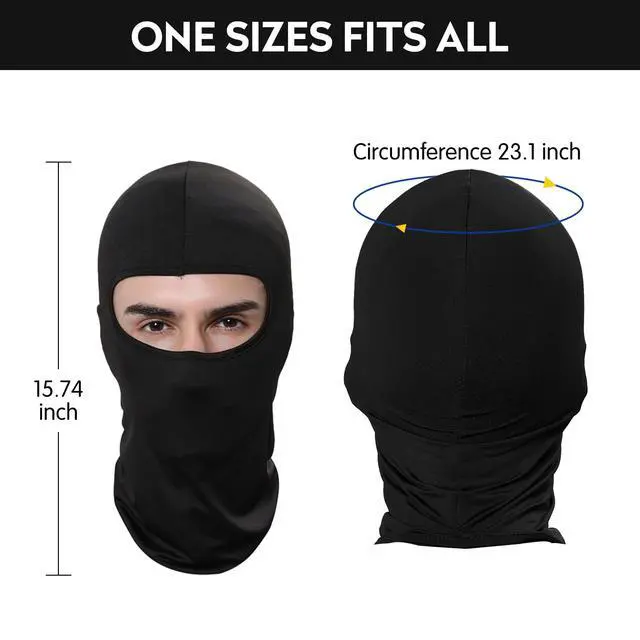 Alt view image 6 of 7 - 3 Pack Balaclava Face Mask, Ski Mask for Men Women, UV Protection Windproof Scarf for Motorcycle Snowboard Cycling Black