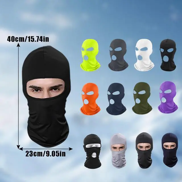 Alt view image 2 of 7 - 3 Holes Balaclava Ski Mask, Thin Three Holes Full Face Mask for Motorcycle Bike Hunting Cycling Cap Ski (3A)