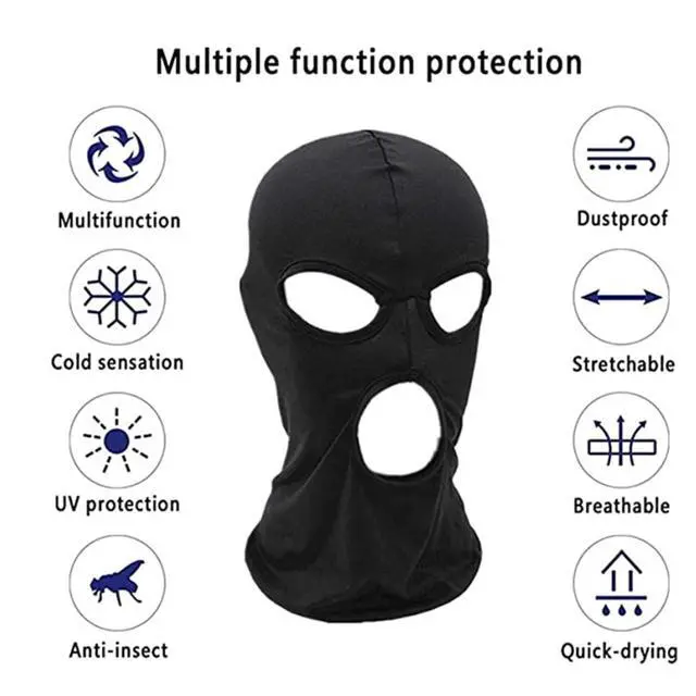 Alt view image 4 of 7 - 3 Holes Balaclava Ski Mask, Thin Three Holes Full Face Mask for Motorcycle Bike Hunting Cycling Cap Ski (3A)
