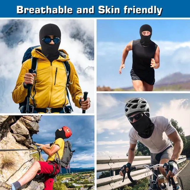 Alt view image 3 of 7 - Balaclava Ski Mask for Men/Women, Motorcycle Neck Gaiter, Black