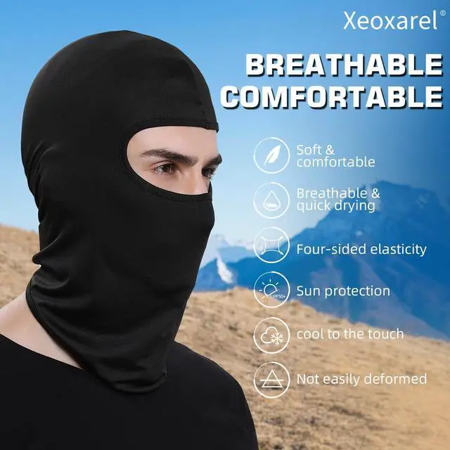 Alt view image 5 of 7 - Balaclava Ski Mask for Men/Women, Motorcycle Neck Gaiter, Black