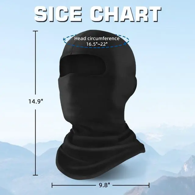 Alt view image 6 of 7 - Balaclava Ski Mask for Men/Women, Motorcycle Neck Gaiter, Black