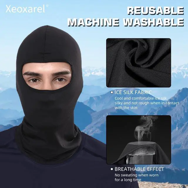 Alt view image 7 of 7 - Balaclava Ski Mask for Men/Women, Motorcycle Neck Gaiter, Black
