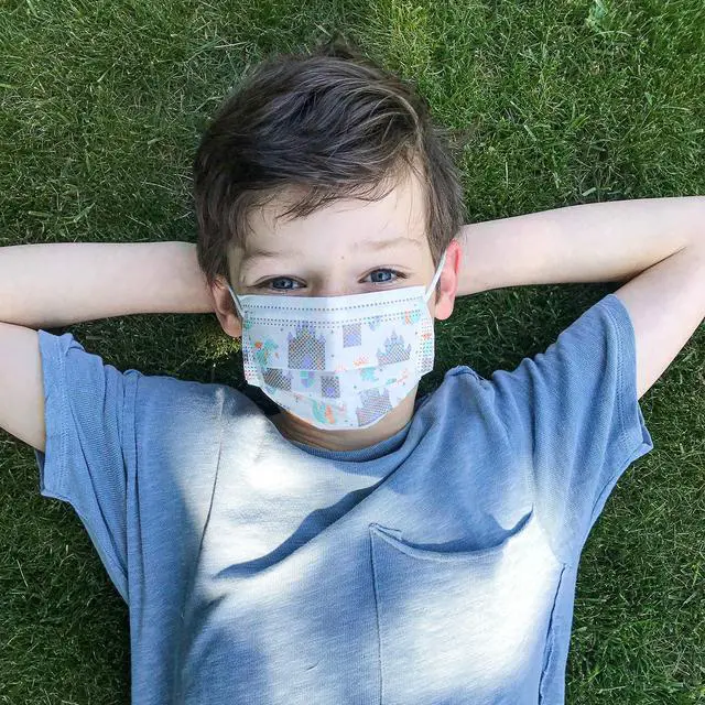 Alt view image 2 of 7 - Disposable Protective Face Masks for Boys 2-5 Years - 10-Count - Disposable 3-Layer Single Use Face Masks with Easy-Bend Nose Clip and Soft Ear Loops