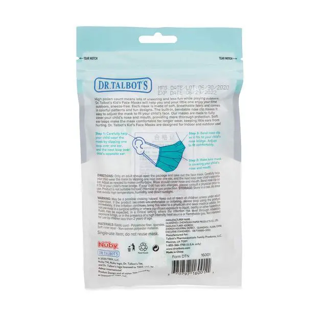 Alt view image 7 of 7 - Disposable Protective Face Masks for Boys 2-5 Years - 10-Count - Disposable 3-Layer Single Use Face Masks with Easy-Bend Nose Clip and Soft Ear Loops