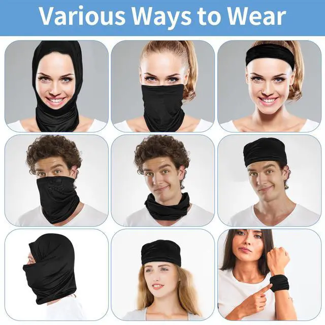Alt view image 4 of 7 - 5 Pack Neck Gaiter, UV Protection Cooling Face Mask Gator Bandana Outdoor