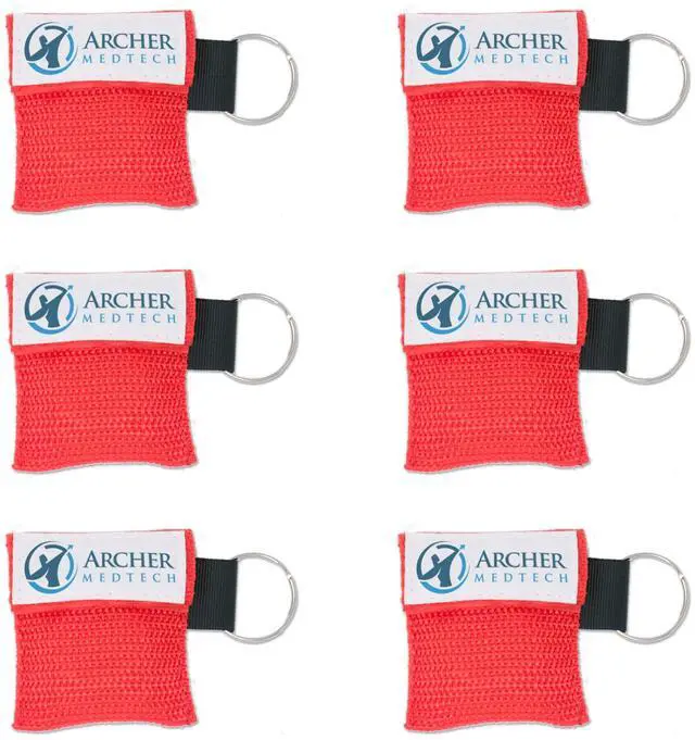 Main image of Mask for Pocket or Key Chain, CPR Emergency Face Shield with One-Way Valve Breathing Barrier for First Aid or AED Training, Archer MedTech (6)