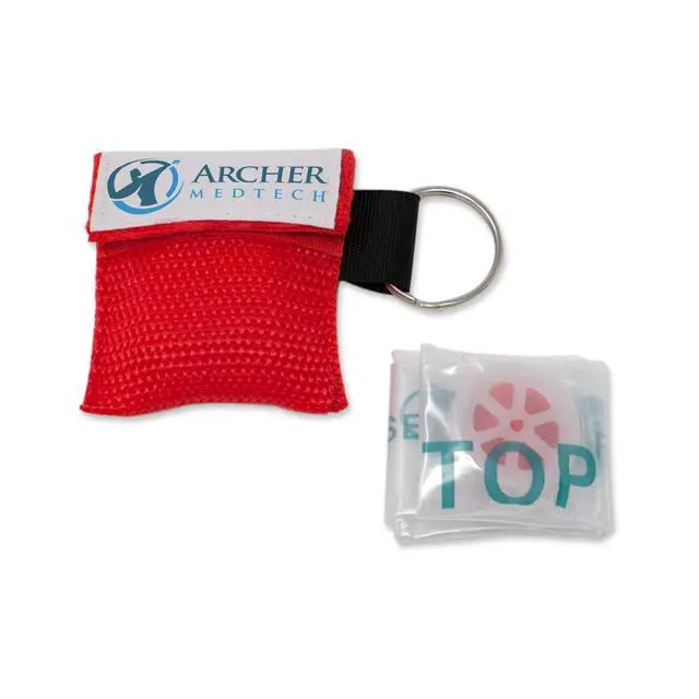Alt view image 5 of 7 - Mask for Pocket or Key Chain, CPR Emergency Face Shield with One-Way Valve Breathing Barrier for First Aid or AED Training, Archer MedTech (6)