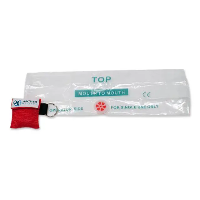 Alt view image 6 of 7 - Mask for Pocket or Key Chain, CPR Emergency Face Shield with One-Way Valve Breathing Barrier for First Aid or AED Training, Archer MedTech (6)