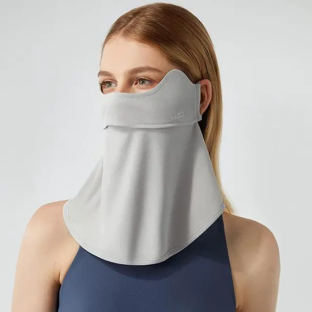 Alt view image 2 of 7 - Sun UV Face Mask UPF50+ Neck Gaiter Scarf Breathable Cooling Face Cover for Outdoor Activities Light Grey