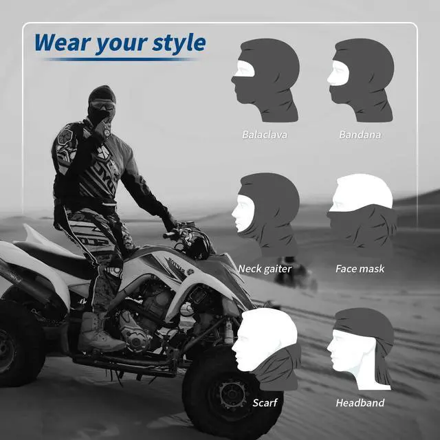 Alt view image 6 of 7 - Black Balaclava Ski Mask for Men and Women, Summer Face Mask for Motorcycle Helmets, Dirt Bike Accessories Neck Gaiter, Bandanas