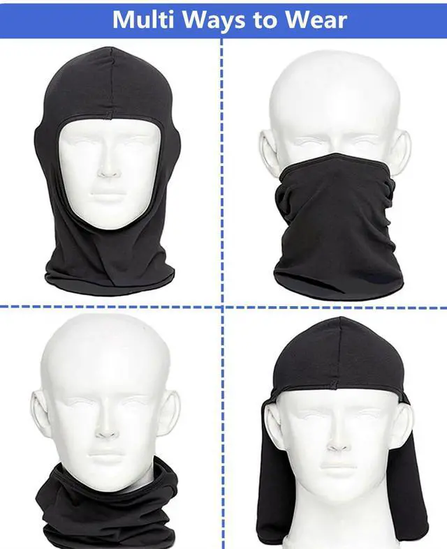 Alt view image 6 of 7 - Balaclava Ski Mask Head Mask Full Face Mask Windproof Face Cover Sun UV Protection Scarf Men Women Outdoor Sport Cycling Cap (Black)
